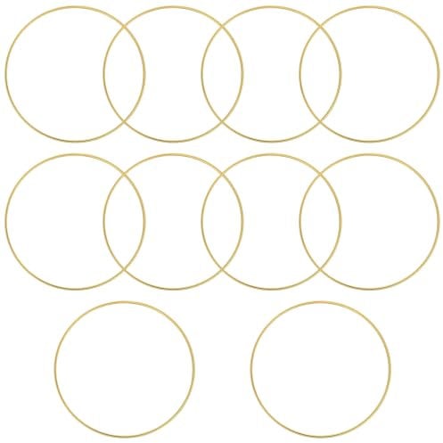 10 Stk Metallringe zum Basteln 16cm, Gold Metallringe Traumfänger Ringe, Metall Ringe Dekoringe zum Hängen, Drahtringe Bastelringe für Wickeltechnik Handwerk Floristik Hochzeitskranz Makramee Ringe