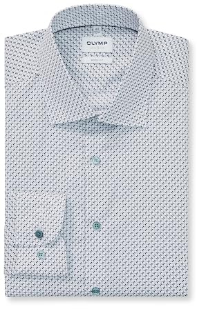 OLYMP Herren Businesshemd Schlank Geometrisch 205084 | Hemd, Manschette, Body Fit, 97%Baumwolle/3%Elastolefin