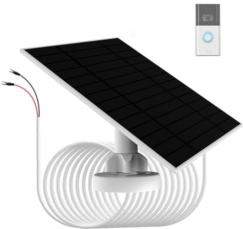6W 5V Solar panle for doorbell Battery Charging,IP66, Compatible with Ring Video doorbell 3/4/3Plus,Ring Battery Doorbell Plus/Pro Camera,13.2ft Charging Cable,Easy Installation