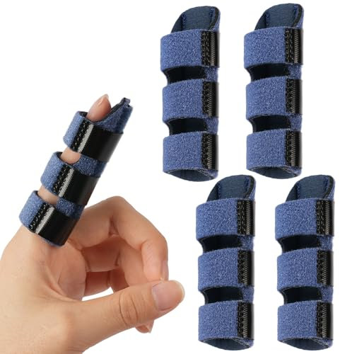 BUTBU 4 Piezas Ajustables para Dedos, Férulas Dedo Gatillo con Aluminio Incorporado, Férula Pulgar, Protector Dedo para Artritis, para Artritis, Tendinitis y Esguince de Pulgar, Azul Oscuro