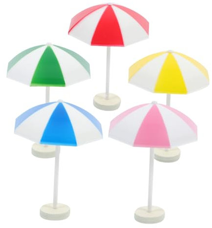 Yardwe 5 Piezas Mini sombrilla casa de muñecas Juguete Decoración de jardín en Miniatura Sol para sombrilla de Playa Micro Paisaje sombrilla de Playa en Miniatura Abdominales