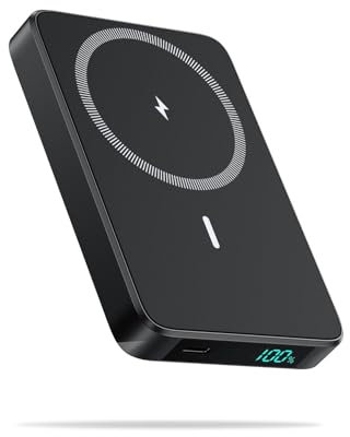 HETP Batterie Externe Magnétique sans Fil 10800mAh, PD 20W Charge Rapide Power Bank Mag-Safe avec USB-C Entrée & Sortie écran LED Chargeur Portable Compatible avec iPhone 16/15/14/13 Serie - Nior