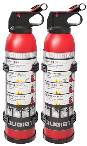 Small Fire Extinguisher for Home & Car – (2-Pack, 1.32lb Each) Portable ABC Chemical Powder Fire Extinguishing Spray | For Kitchen Grease, Electrical, Vehicle & Garage Fires, Easy to Use