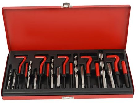 131 Piece Gewinde-Reparatur-Kit 1.9 kg Gewindeinsätze Seidenschnitte und Bohrer Stück Gewinde-Reparatur-Werkzeug mit Gewinde Werkzeug 37.8 * 17.8 * 3.2 cm Gewindereparaturpaket Gehäuse