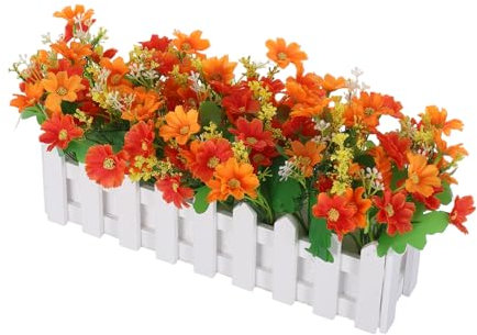 Zerodeko Plantes Artificielles en Pot Chrysanthème Artificiel avec Clôture – Fleurs Artificielles en Pot pour Centre De Table – Plantes Artificielles D'Extérieur pour Bureau De