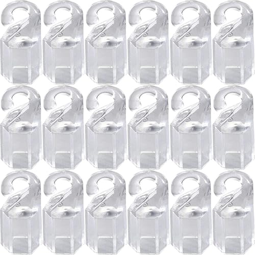 Aswewamt 18Pcs Wand Tip Hook Sleeve, Clear Plastic Shepherds Hook Wand Tip Connector Wand Cap for Hexagon 9/32 7mm in Diameter Blind Tilt Wand and Wood Blinds