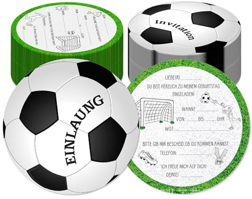 Elektheim 15 x Fussball Einladungskarten Kindergeburtstag Rund Soccer PARTY Karten Fußball Einladung zum Kinder Geburtstag für Jungen Mädchen - Witzige Einladungskarte Fußballspiel Fussball-Turnier