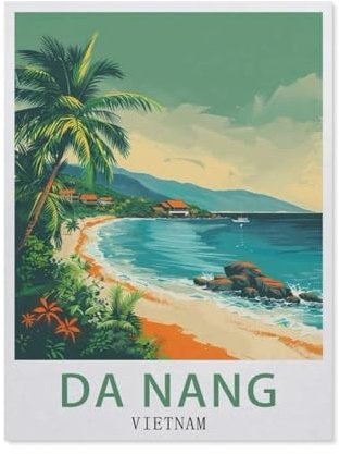 Jigsaw Puzzle 1000 Pieces，Da Nang Vietnam Vintage Travel Poster，Large Family Puzzle Game Artwork for Adults Teens（50x70CM）-AW15