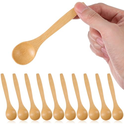 10PCS Wooden Spoons - Shimmeroo 5 Inch Resistant Small Wooden Spoons | Multi-purpose Mini Teaspoons for Honey Tea Coffee Utensils Ice Cream Soup Baking Stirring Kitchen