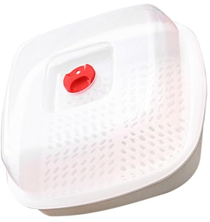 Garneck Microwave Food Steamer with Ventilation and Simple Design for Steaming Rice, Fish and Vegetables, Convenient for Microwave Oven Cooking at Home