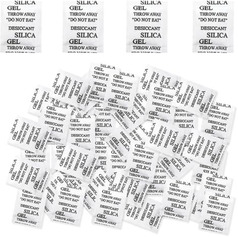 WUYJI Trockenmittel,60 Beutel, 1 g, wiederverwendbares Silicagel-Trockenmittel, weiß, geeignet für Luftentfeuchter für Elektronikgeräte, Kleidung, Schubladen, Schuhe, Schränke usw.