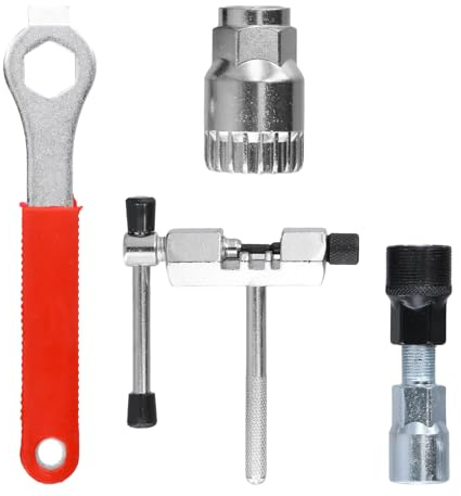 Kaslaider 4-Teiliger Fahrrad Reparatur Werkzeug Set, Kettenabzieher Tretlager Entferner Kurbelabzieher und Schraubenschlüssel, Robustes Eisen für Mountainbike Rennrad Fahrrad Wartung