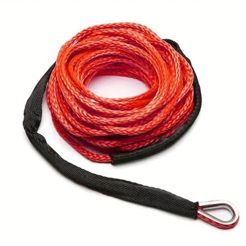 8mm X 26m Synthetic Winch Rope, 13,500 Lb 12-Strand Cable For Truck Boat ATV UTV Emergency Replacement(Red)