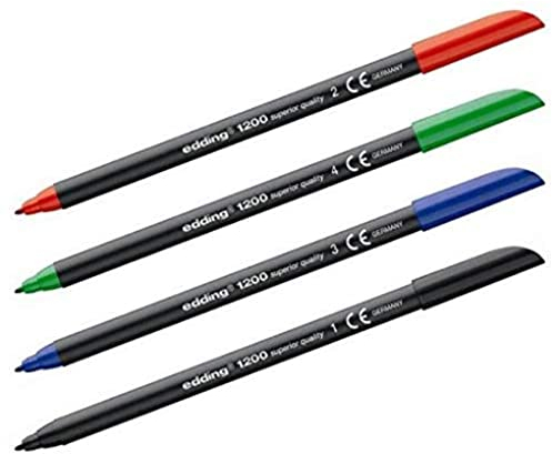 Fasermaler schwarz e1200 fein - 1 Stift - Rundspitze 1 mm - Filzstift zum Zeichnen und Schreiben - für Schule, Mandala - edding