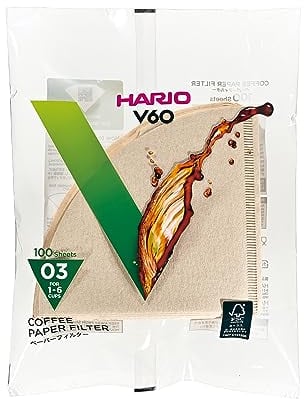 Hario VCF-01–100M Lot de 100 filtres à café en Papier, Naturel, Size 03-100pcs