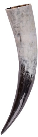 Battle-Merchant Hochwertiges Wikinger Trinkhorn, ca. 0,9 Liter | Lebensmittelechtes Naturhorn, Poliertes Rinderhorn, Mittelalter Met-Horn, Reenactment, LARP & Fantasy Cosplay