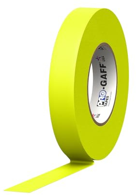 ProTapes 840178016638 Pro Gaff Premium Reinigungstuch matt Gaffers Tape mit Gummi Kleber, 50 YD. Länge x 2,5 cm Breite, fluoreszierend gelb