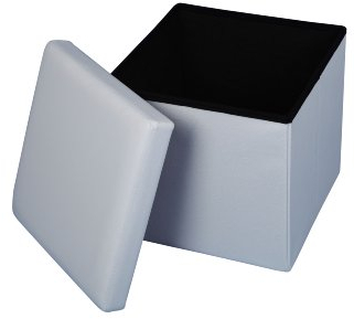ECHTWERK Sitzwürfel, Storecube, Polsterhocker mit Stauraum, faltbare Aufbewahrungsbox, Fußhocker, klappbar, Funktion als Beistelltisch, abnehmbarer Deckel, Kunstleder, weiß, circa 38 x 38 x 38 cm