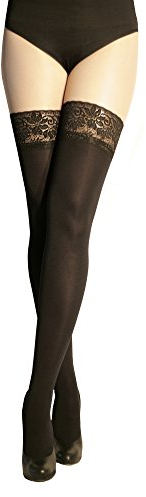 Marilyn calze autoreggenti coprenti da donna con pizzo di 9 cm 100 denari in microfibra nere