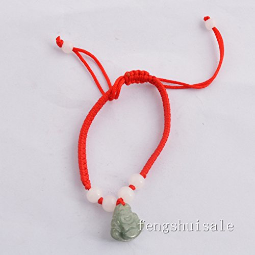 Feng Shui Roter Schnur Armband mit Jade Lachender Buddha W, mit rotem mxsabrina Armband SKU: M1078