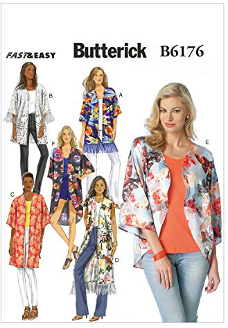 Butterick Sewing Pattern B6176 Misses’ Kimono-inspired Jacket Robe, ZZ (LRG-XLG-XXL)