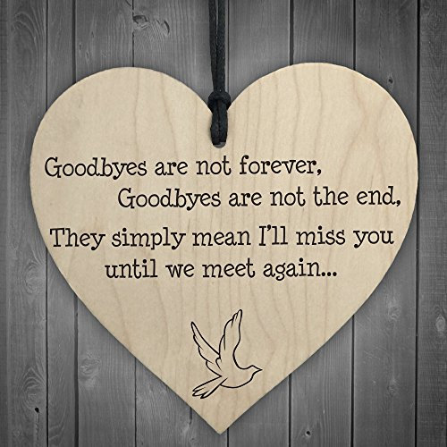RED OCEAN Goodbyes Are Not Forever Wooden Hanging Memorial Heart Plaque Heaven Gift Sign