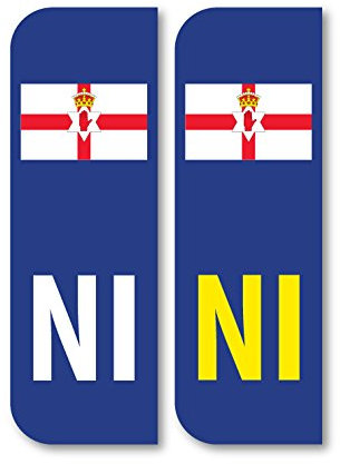 Pack of Two NI Northern Ireland Flag Car Number Plate vinyl stickers 104mm by 35mm