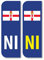 Pack of Two NI Northern Ireland Flag Car Number Plate vinyl stickers 104mm by 35mm