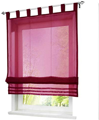 1er-Pack Raffrollo mit Schlaufen Gardinen Voile Transparent Vorhang (BxH 140x155cm, weinrot)