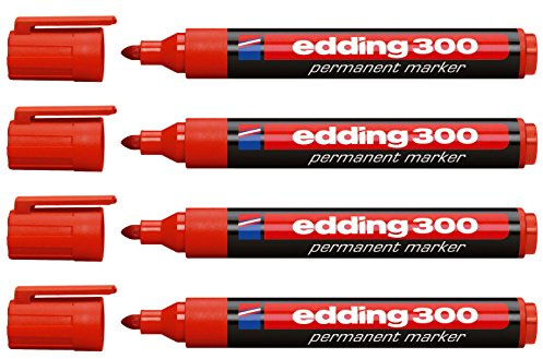 edding 4er Set Permanentmarker 300, nachfüllbar, 1,5-3 mm [ Rot ]