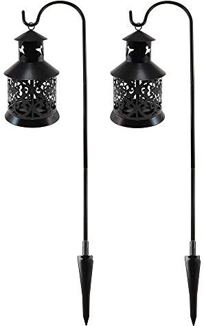 Lumabase 2 Stück Metalllaterne schwarz mit Hirtenhaken 91602