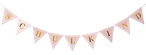 Oblique Unique® Schulkind Wimpel Girlande Hänge Deko für Schuleinführung Einschulung Schulanfang Schulbeginn Dekoration Banner Schule Mädchen Rosé Gold