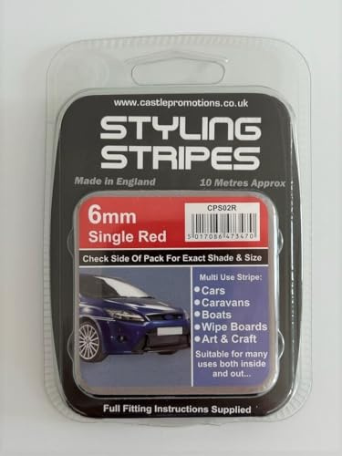 Pin Stripe 6mm x 10mtr Self Adhesive Car Pin Stripe Black - White - Red - Gold - Silver Coach Tape Styling Stripe (Red)