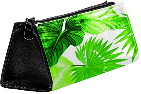 EZIOLY Trousse à crayons avec feuilles de palmier tropicales - Trousse à crayons - Sac compact à fermeture éclair