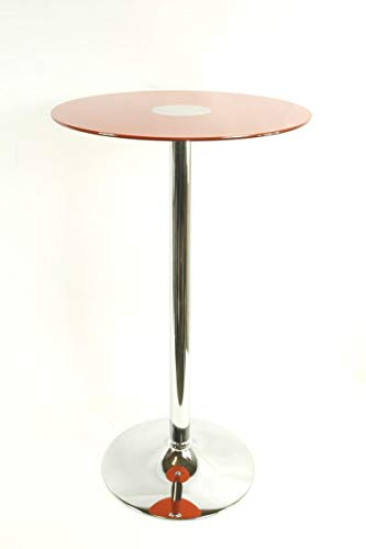 HeuSa Tech Bistro Tisch Glasplatte rund 102 cm Tischplatte Glastisch Stehtisch Modell Berlin (Orange)
