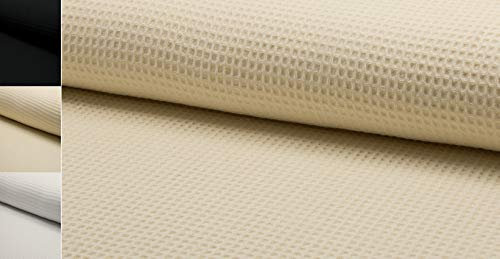 StoffBook WAFFELSTOFFE Baumwolle PIQUÉ 1CM WAFFELPIQUE 360G/M Stoff Stoffe, E119 (Wollweiß)