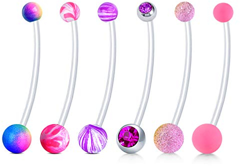 Rajnard Piercing Grossesse Nombril 14G Piercing Nombril Maternité Flexible Pouer Femmes Enceintes 38mm Couleur B