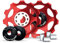 IMPALAPRO Bike 2 Stück Fahrradumwerfer Schaltröllchen 11T Aluminium CNC Schaltröllchen Keramiklager - Fahrrad Schaltwerk Riemenscheibe - Shimano Schaltwerkröllchen - Fahrrad schaltwerk 7 Fach (Rot)