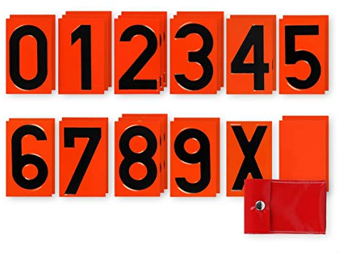 ADR Ziffernsatz für Gefahrguttransporte | orange | 27 Stück mit Tasche | jeweils 70 x 117 mm | aus Stahlblech und reflektierend (RA1/A)