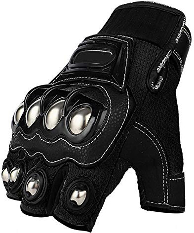 JIEKAI Outdoor Glove Steel Knuckle Motorcycle Motorbike Powersports Racing Textile Safety Gloves (M, HF-Black)