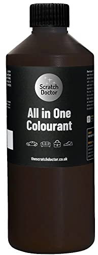 Scratch Doctor Colorant tout-en-un pour cuir - Peinture de réparation autocollante pour meubles, canapés, sièges de voiture (marron chocolat, 1 litre)