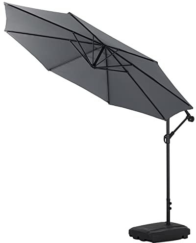 XEMQENER 3M Cantilever Garden Parasol with 60L Base, Dark Grey