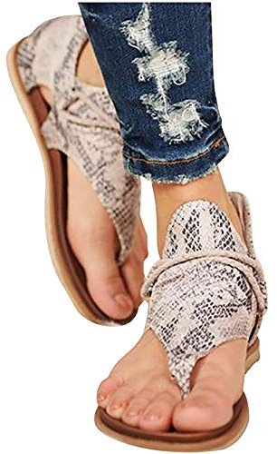 Chaussure Mode Sandale Plate Gladiateur Femme, Chaussures Été Confortable à Talons Plats Nu Pieds Mode Tongs Plages Claquettes Elégante Confortable RéTro BohèMe