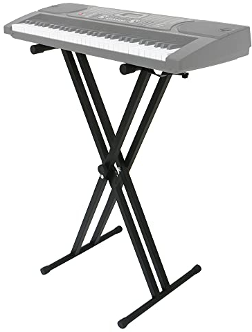 Alightup Support Clavier Pied Piano Double Embase Forme X avec Sangles de Sécurité Largeur et Hauteur Réglables 6 Positions pour des Claviers Électroniques Contrôleurs Midi en Métal Noir