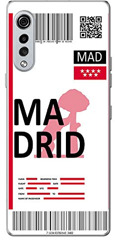 Movilshop Funda para [ LG Velvet 5G ] Billete de Avión [ Madrid ] de Silicona Flexible Transparente Carcasa Case Cover Gel para Smartphone.
