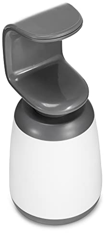 Casa & Casa Regent Soap Dispenser, Dishwashing Dispenser Pump Bottle for Kitchen & Bathroom, Compact, Non-Slip Base, Stylish Home Décor, Refillable Liquid Dispenser (White/Grey)