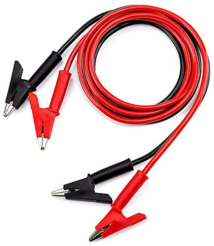 Dual Alligator Clips Electrical Test Leads,Insulation Car Battery Test Lead, for Multimeter Leads,Jumper Wires Alligator Clips Length 3.3 ft/1m 2 Pcs (Black & Red)