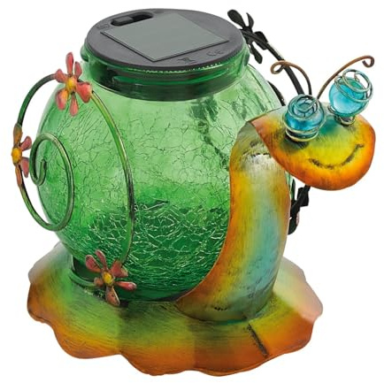 EGLO LED Solarlampe außen, bunte Außenlampe Schnecke, Solar Lampe Outdoor für Garten Terrasse Balkon, Gartenlampe kaltweiß, 19,5 x 17 cm