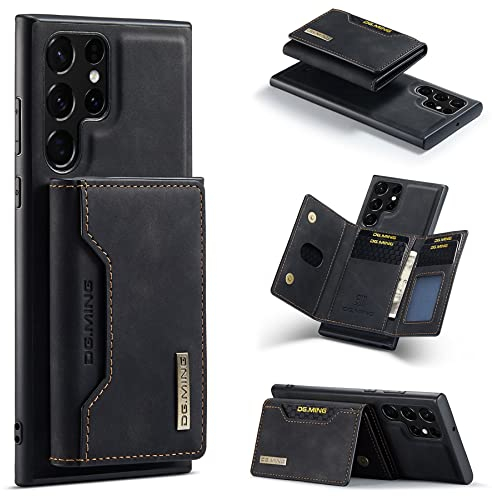 ZCDAYE Hülle für Samsung Galaxy S23 Ultra mit kartenfach, Leder Samsung S23 Ultra Handyhülle Geldbörse Edele Brieftasche Kartenetui, Magnetische Handytasche Praktische Schutzhülle, Schwarz