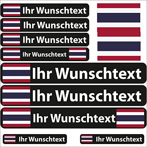 INDIGOS UG Fahrrad Aufkleber Thailand - 13 Fahnenaufkleber glatt - Sticker selbst gestalten - Fahrrad - Auto - Motorrad - Namensaufkleber wasserfest personalisiert - Wunschtext